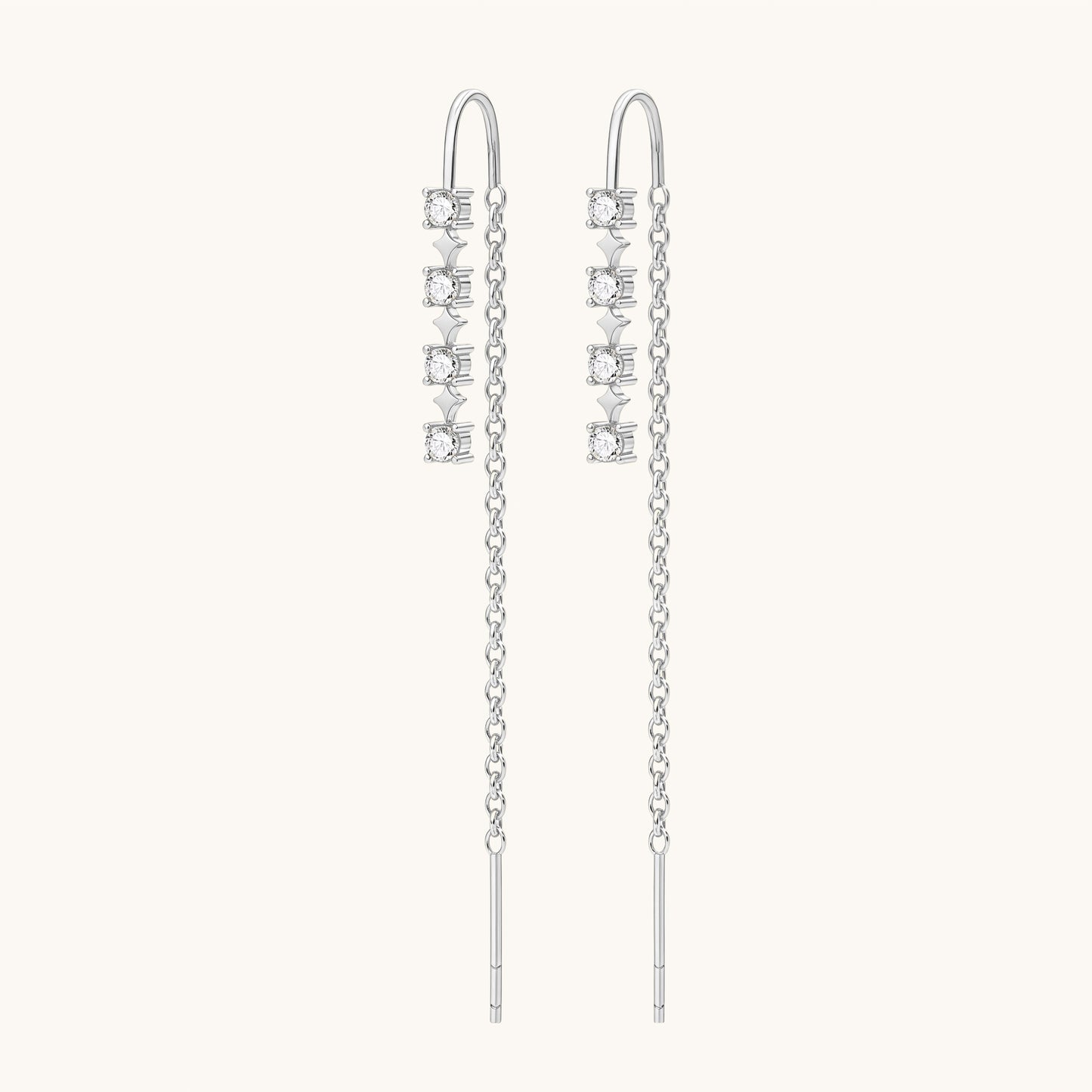 Gold-plated 925 sterling silver Sparkle CZ Threader Earrings Silver