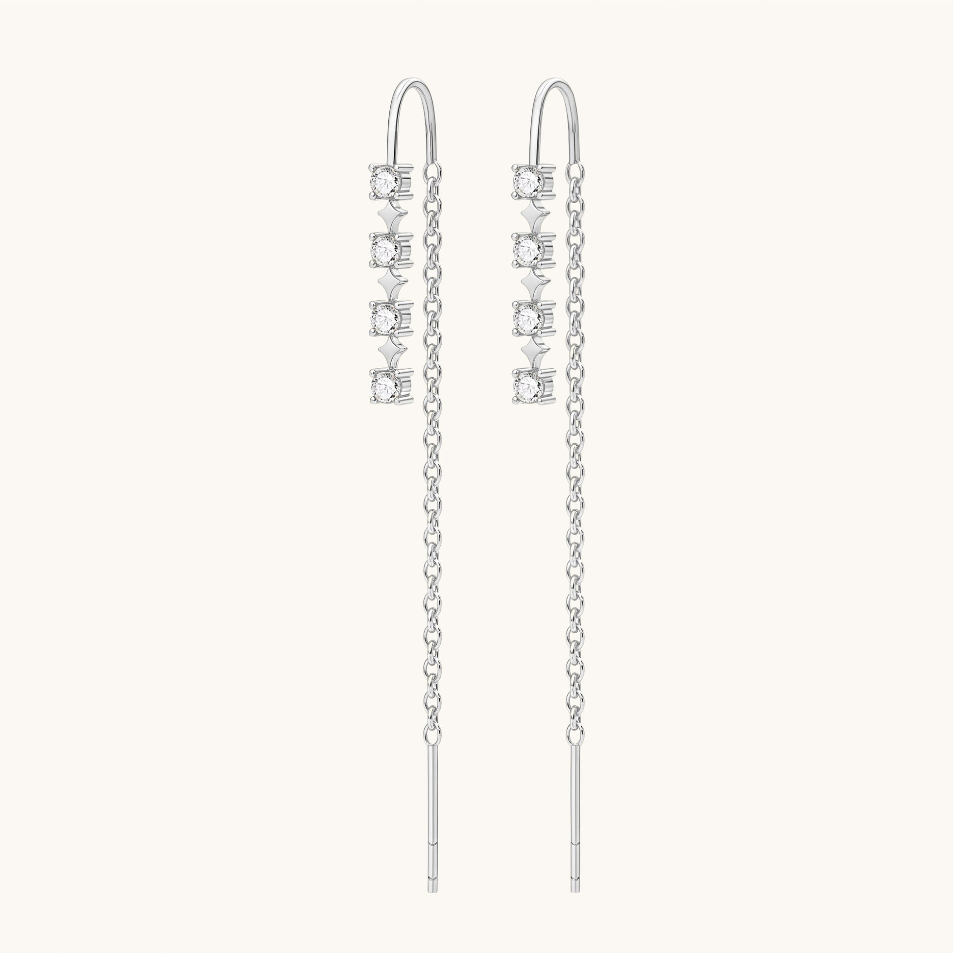 Gold-plated 925 sterling silver Sparkle CZ Threader Earrings Silver