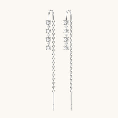 Gold-plated 925 sterling silver Sparkle CZ Threader Earrings Silver