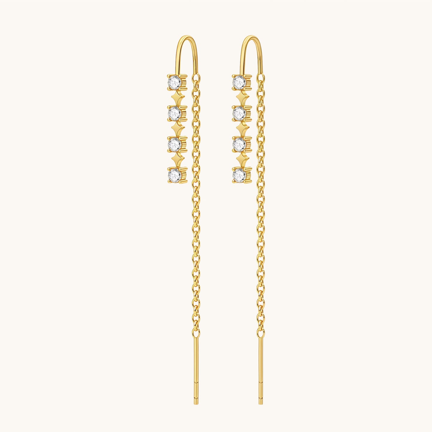 Gold-plated 925 sterling silver Sparkle CZ Threader Earrings Gold