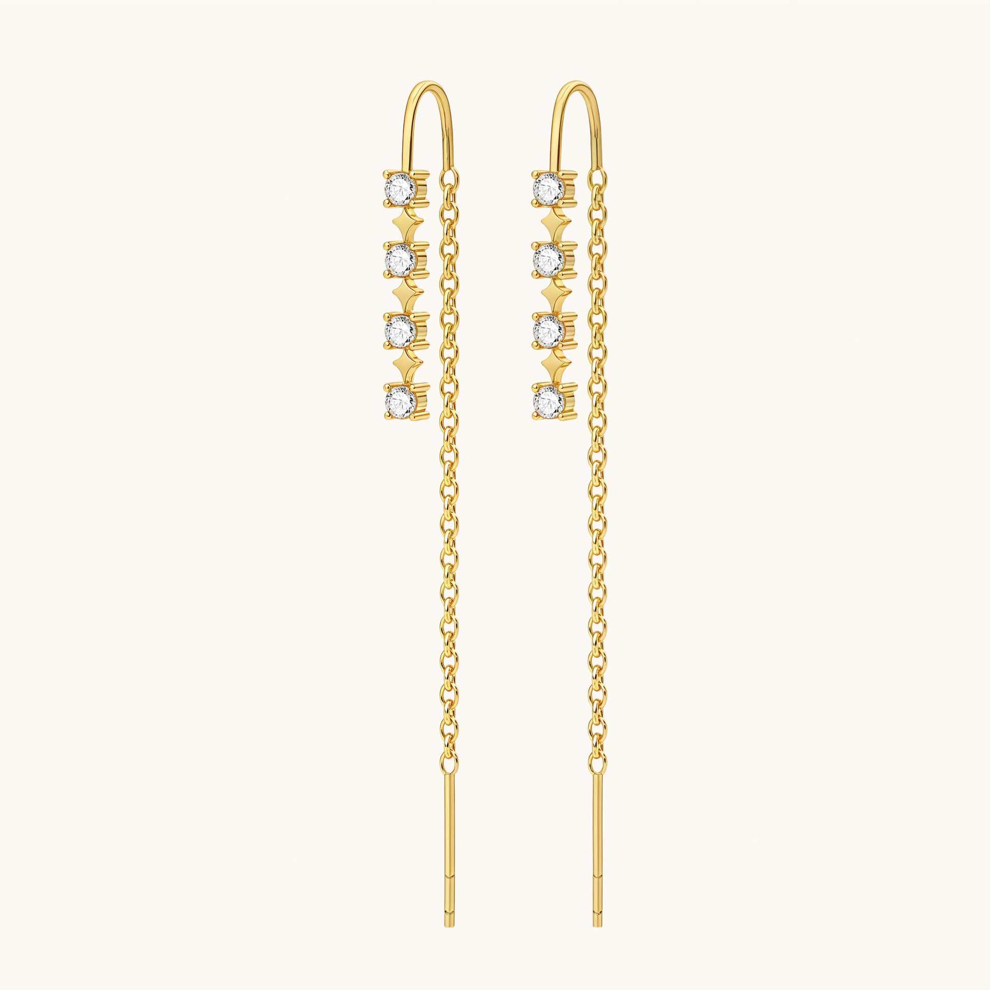 Gold-plated 925 sterling silver Sparkle CZ Threader Earrings Gold