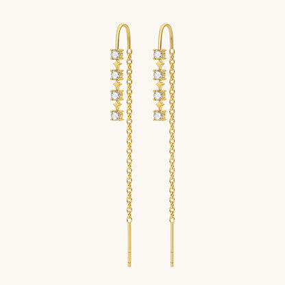 Gold-plated 925 sterling silver Sparkle CZ Threader Earrings Gold