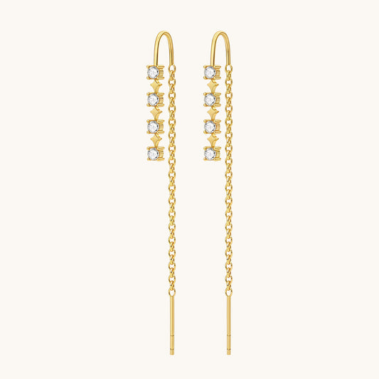 Gold-plated 925 sterling silver Sparkle CZ Threader Earrings Gold