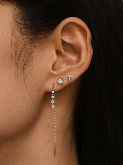 Gold-plated 925 sterling silver Sparkle CZ Threader Earrings