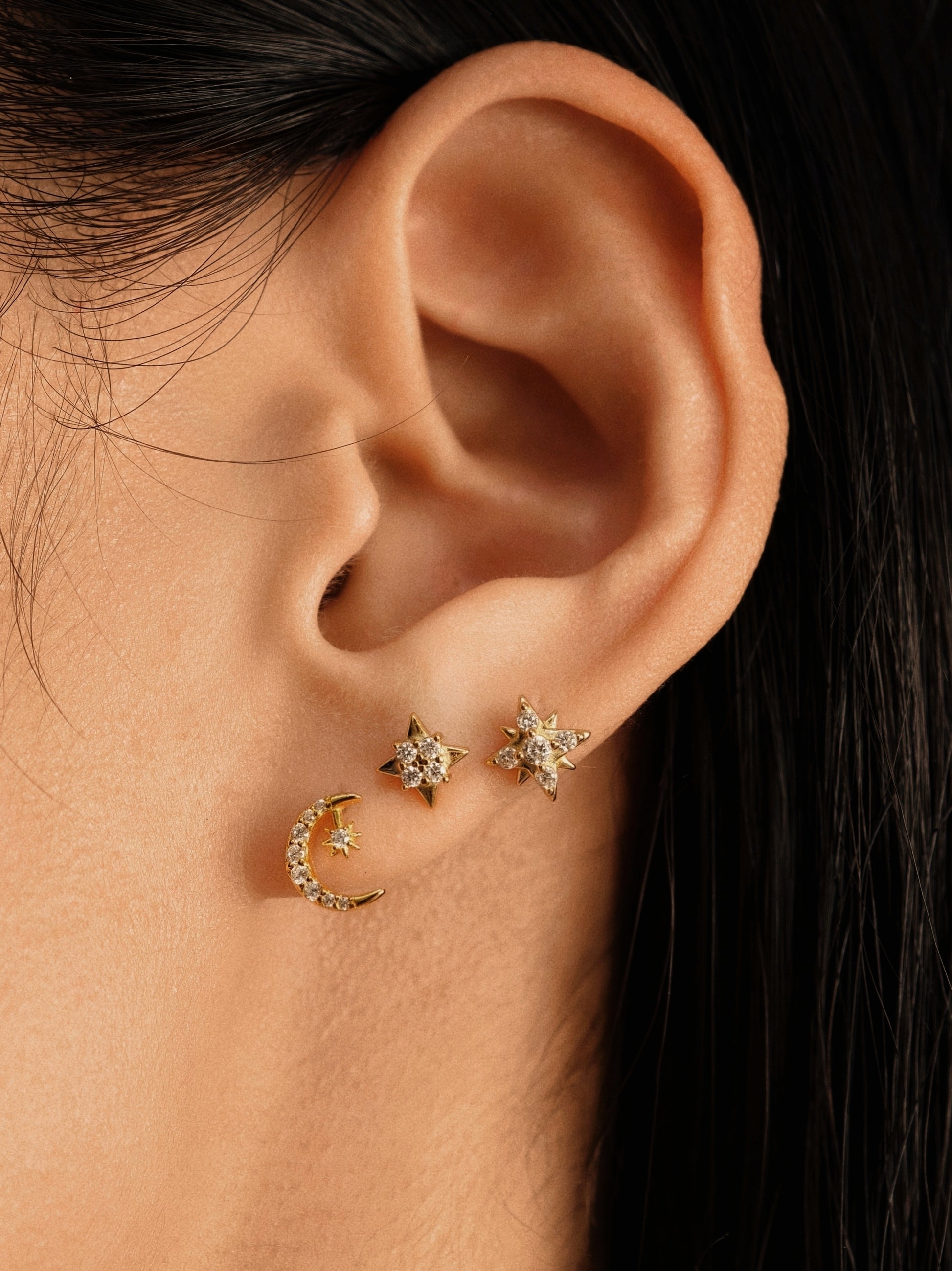 Gold-plated 925 sterling silver Nova Bloom Flatback Earring