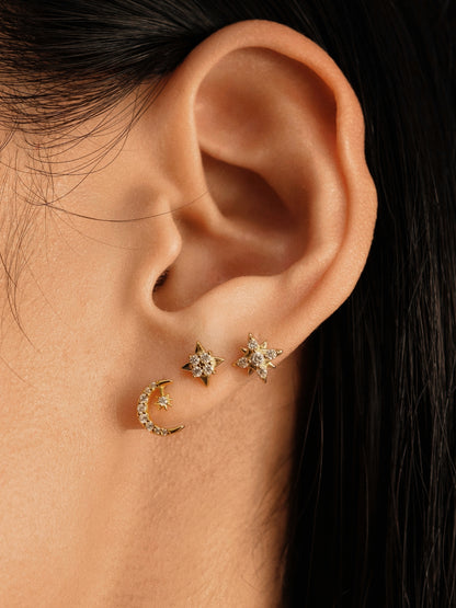 Gold-plated 925 sterling silver Nova Bloom Flatback Earring
