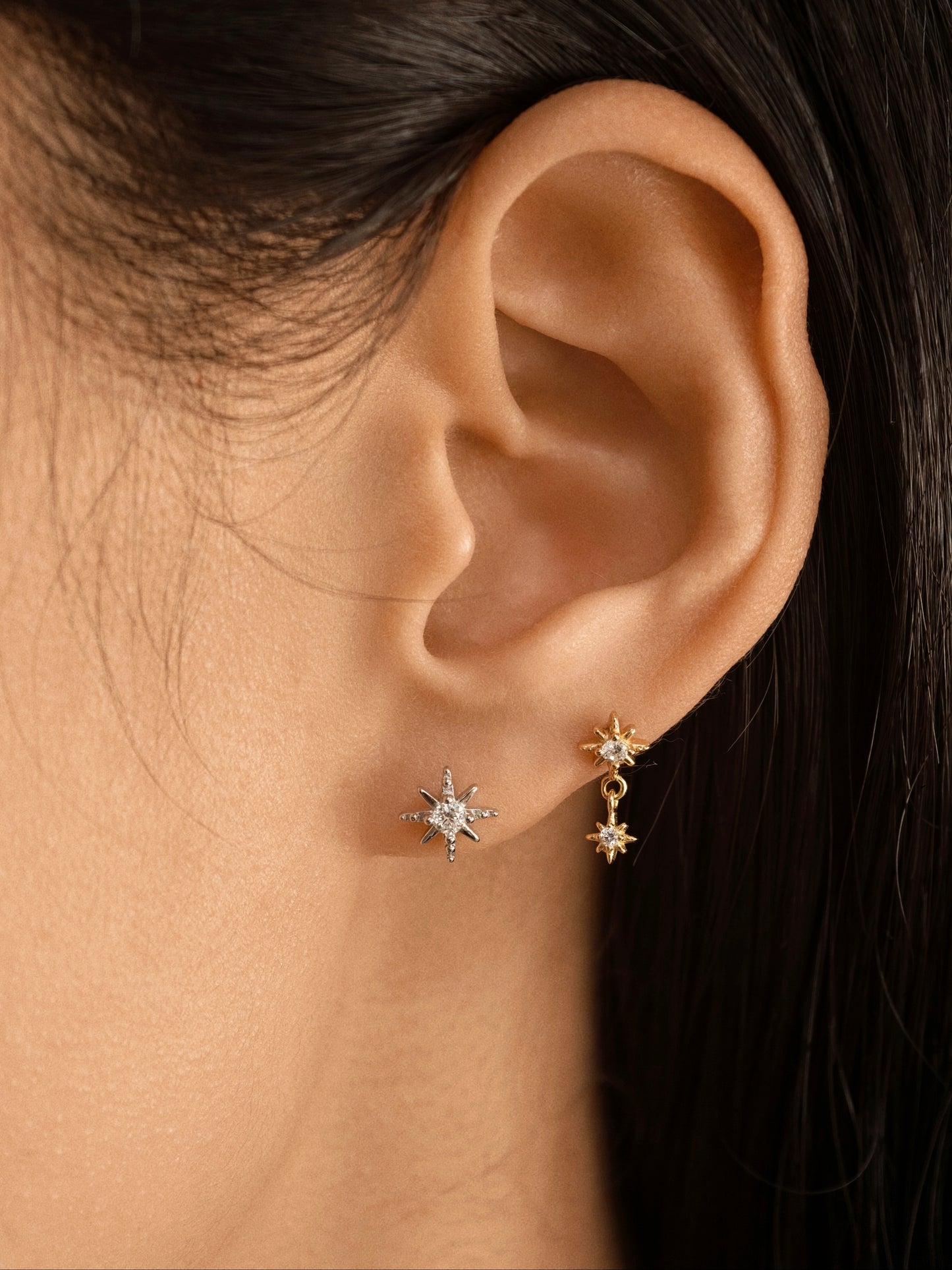 Gold-plated 925 sterling silver Astral Spark Dangle Flatback Earring