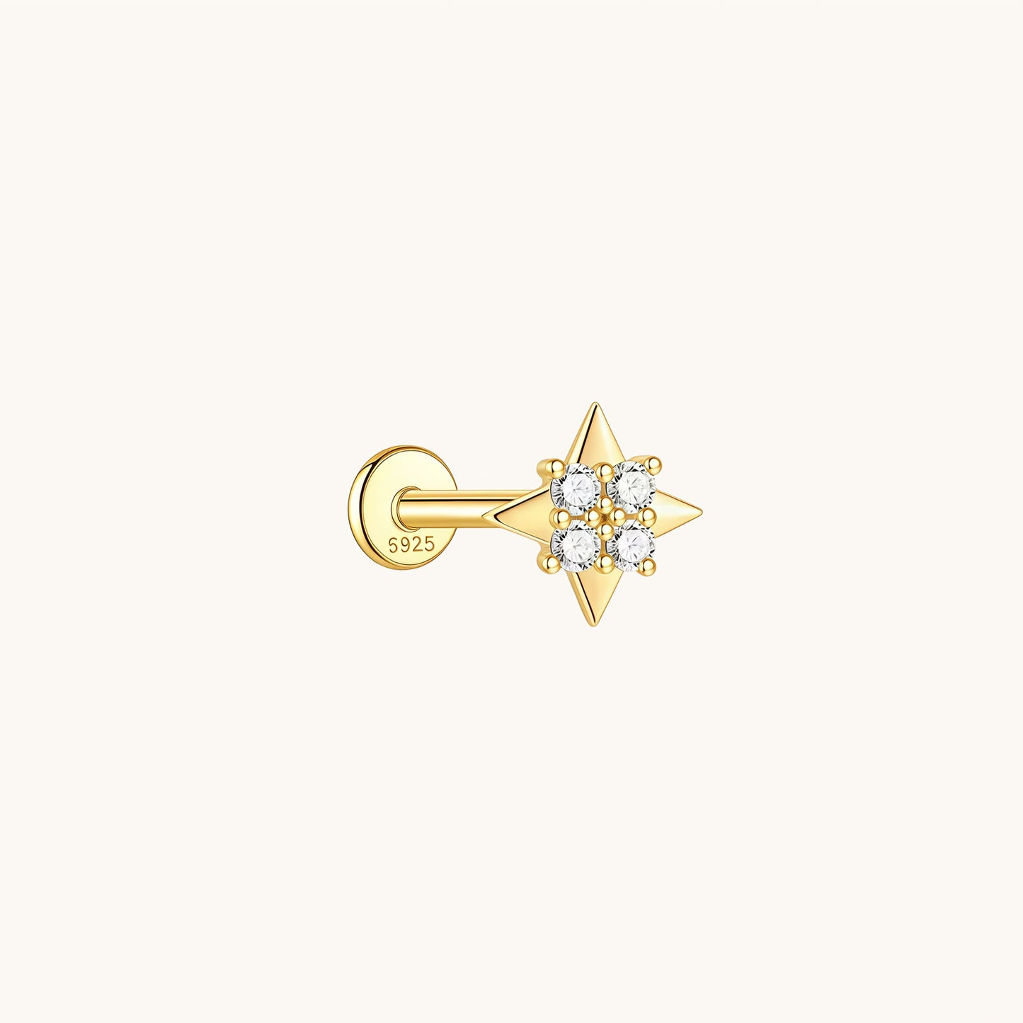 Gold-plated 925 sterling silver Nova Bloom Flatback Earring Gold