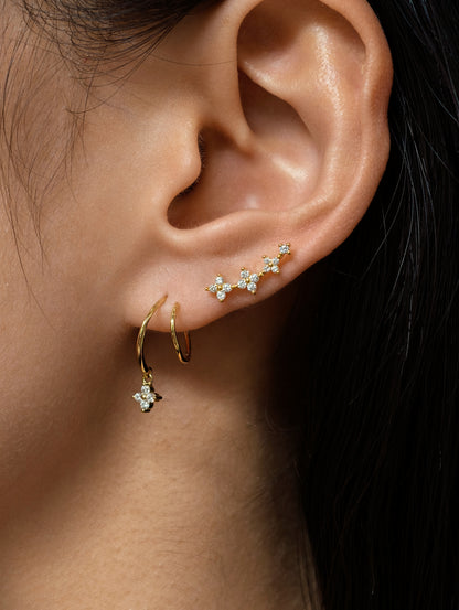 Gold-plated 925 sterling silver Lucky Clover Hoop Earrings