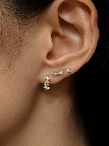 Gold-plated 925 sterling silver Lucky Clover Flatback Earring