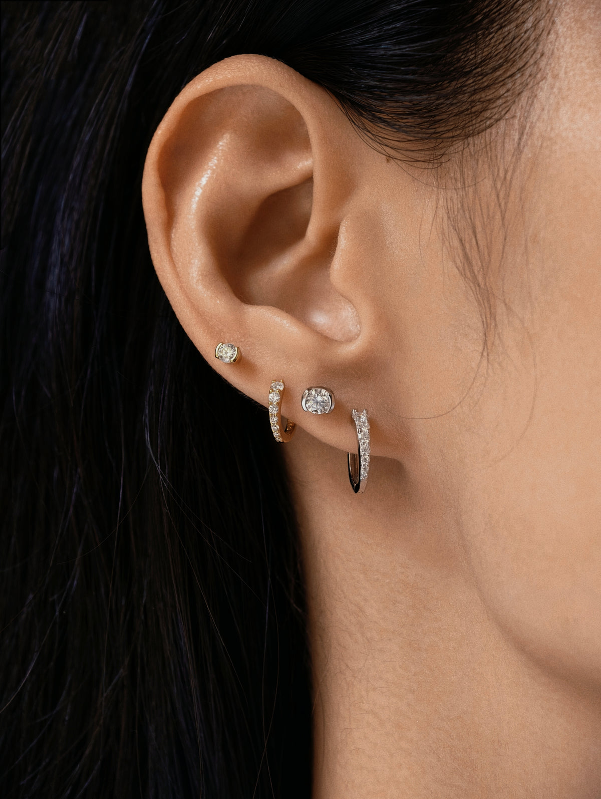 Open Arc Moissanite Flatback Earring