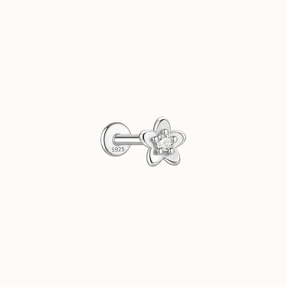 Gold-plated 925 sterling silver Wild Peach Blossom Flatback Earring Silver
