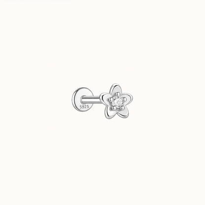 Gold-plated 925 sterling silver Wild Peach Blossom Flatback Earring Silver