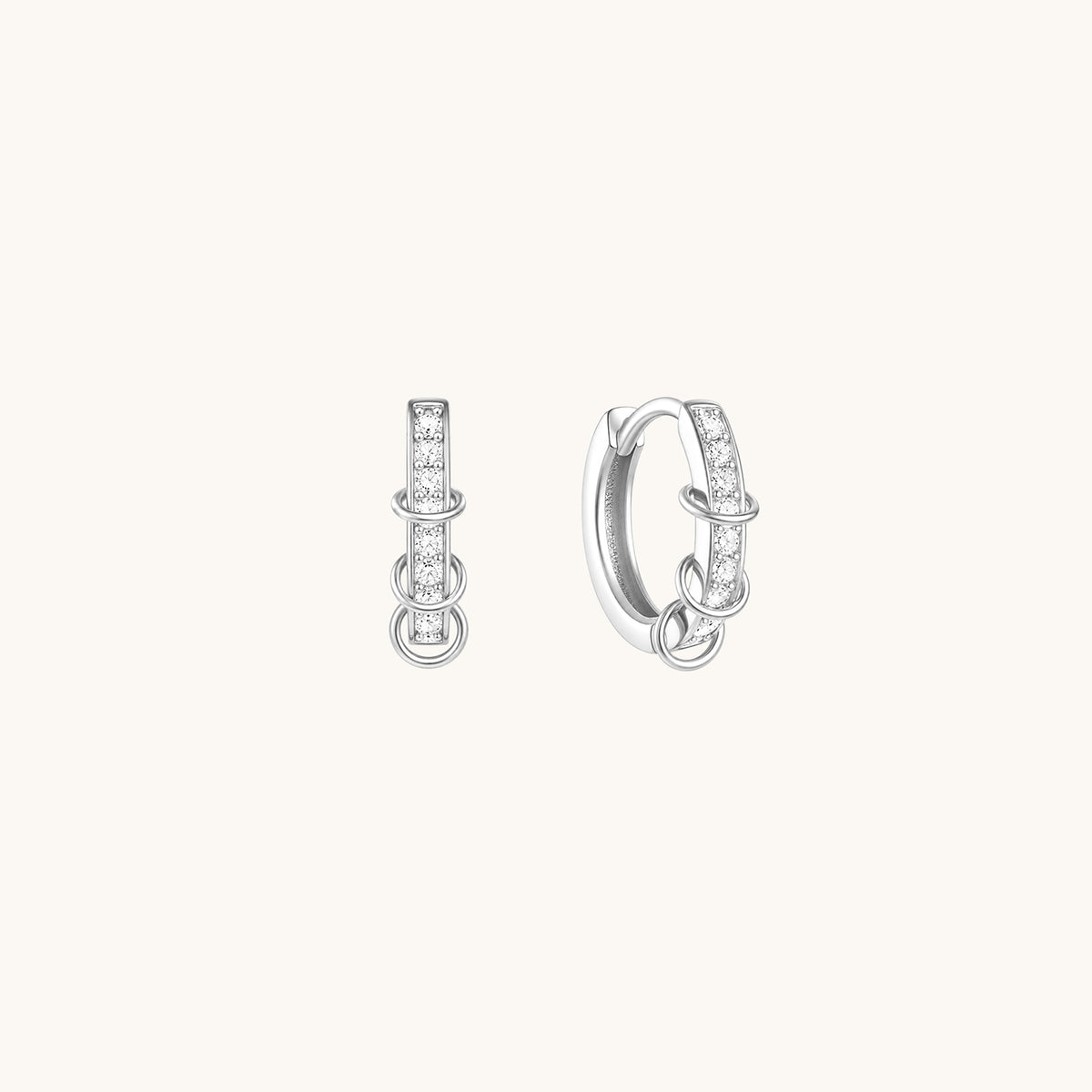 Gold-plated 925 sterling silver Interlock Pavé Hoop Earrings Silver