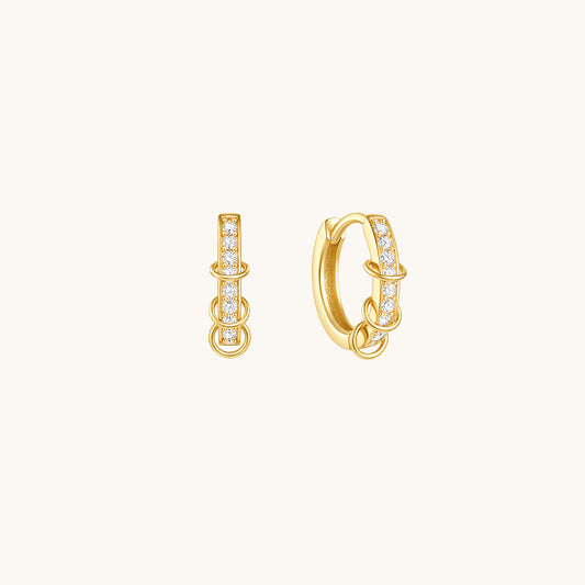 Gold-plated 925 sterling silver Interlock Pavé Hoop Earrings Gold