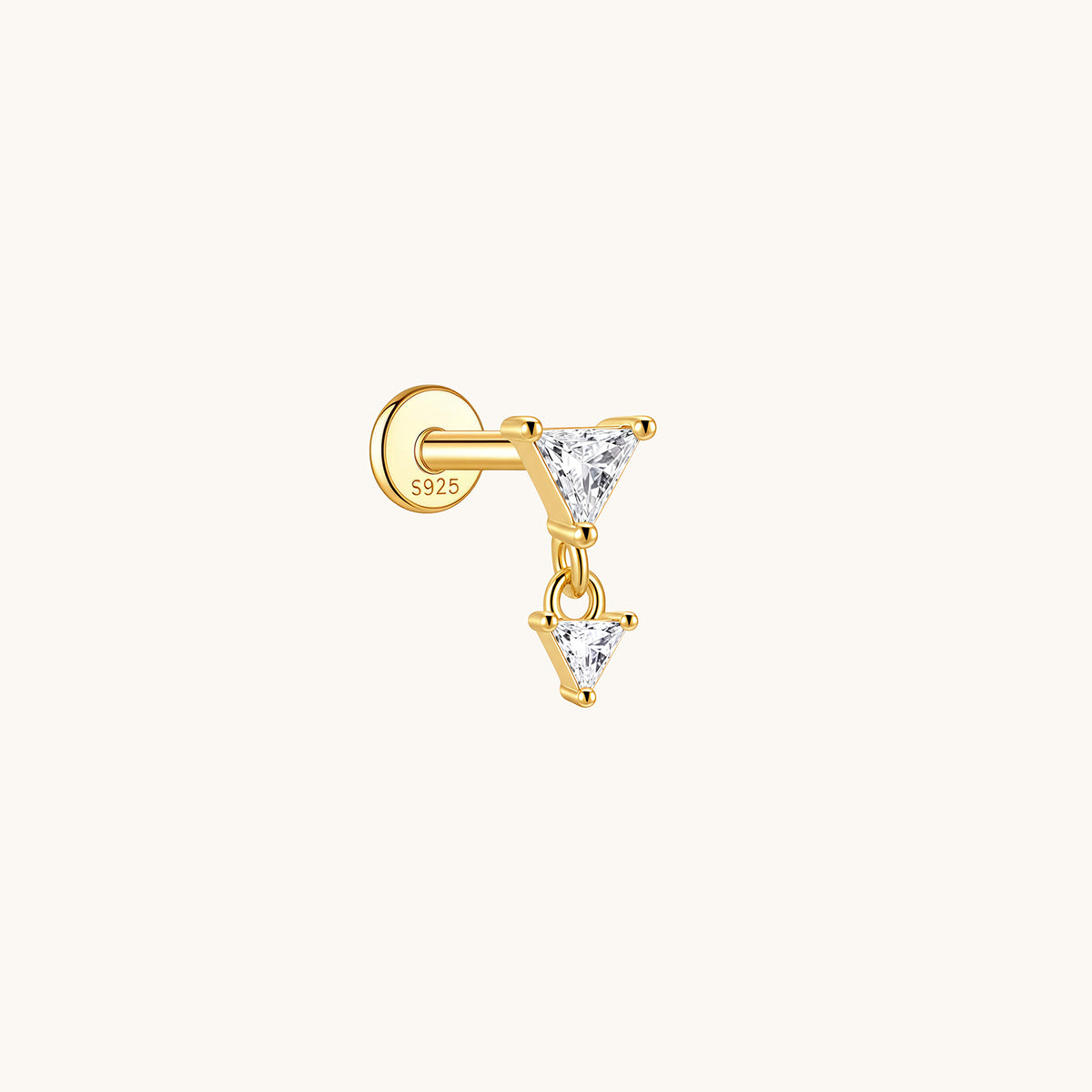 Gold-plated 925 sterling silver Shattered Light Flatback Earring Gold