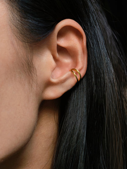 Gold-plated 925 sterling silver Single / Double / Triple Layer Hoop Earrings