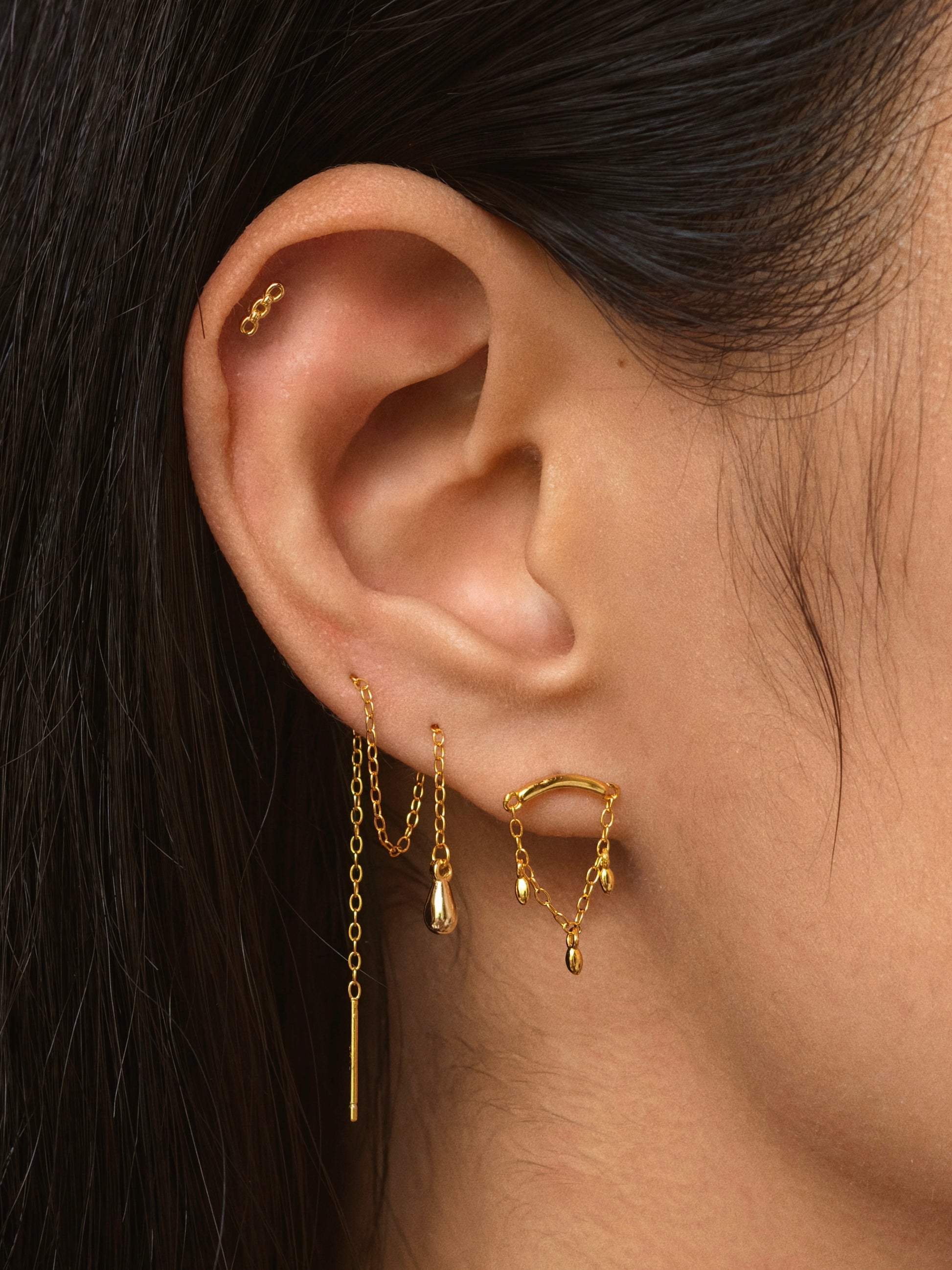 Gold-plated 925 sterling silver Teardrop Threader Earrings