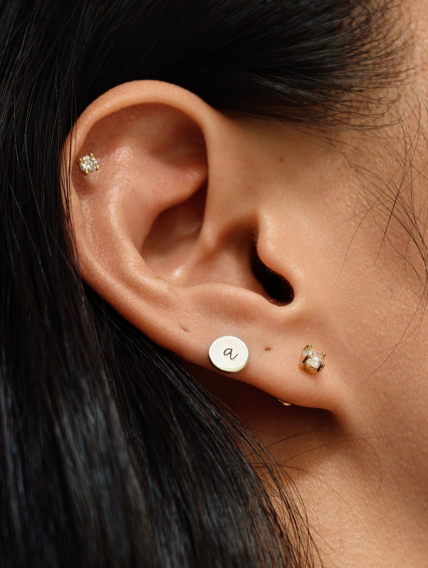 Gold-plated 925 sterling silver Classic 4-Prong Moissanite Flatback Earring