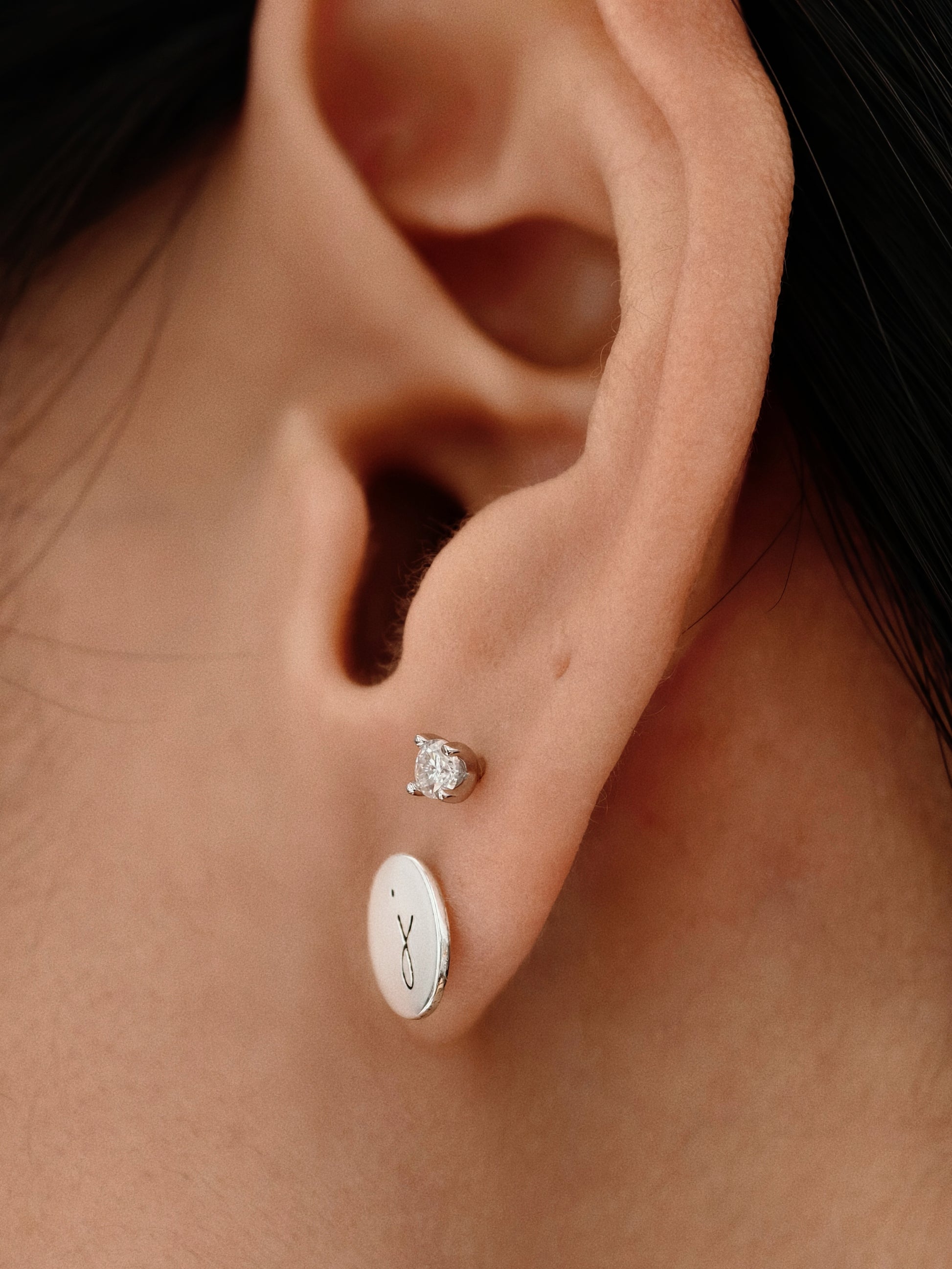 Gold-plated 925 sterling silver Customised Silver Oval Flatback Earring