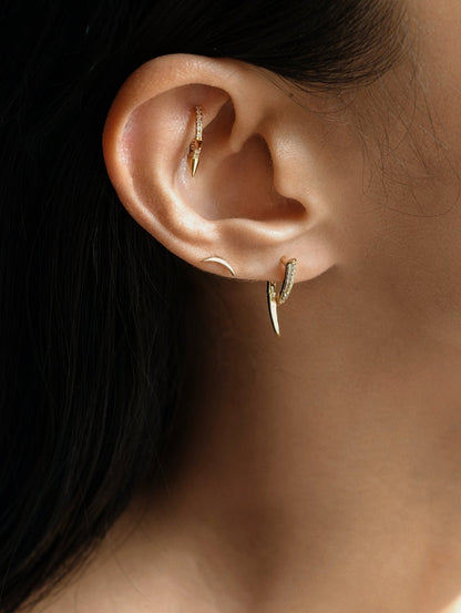 Gold-plated 925 sterling silver Rebel Cross CZ Hoop Earrings