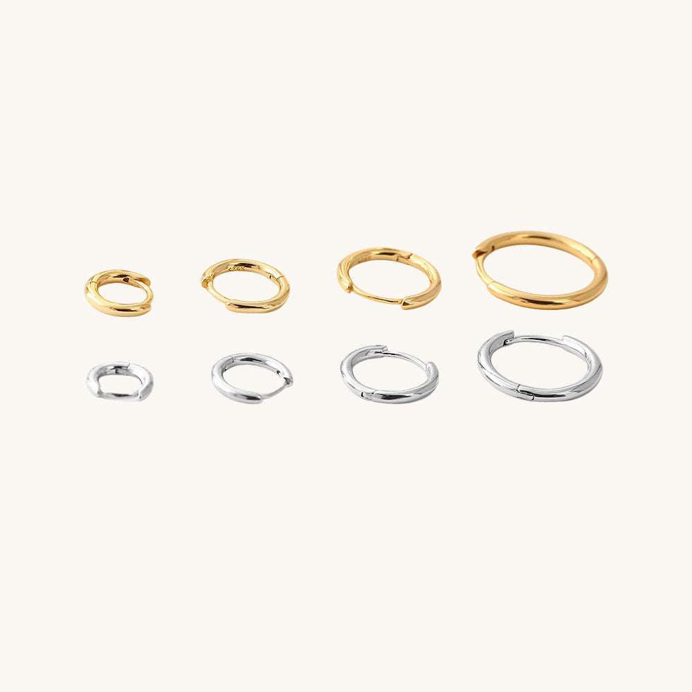 Gold-plated 925 sterling silver Sleek Seamless Hoop Earrings – 8 Sizes
