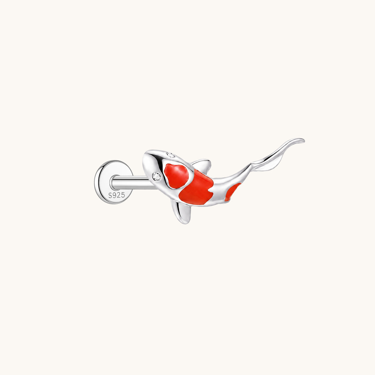 Gold-plated 925 sterling silver Vermilion Koi Flatback Earring Silver