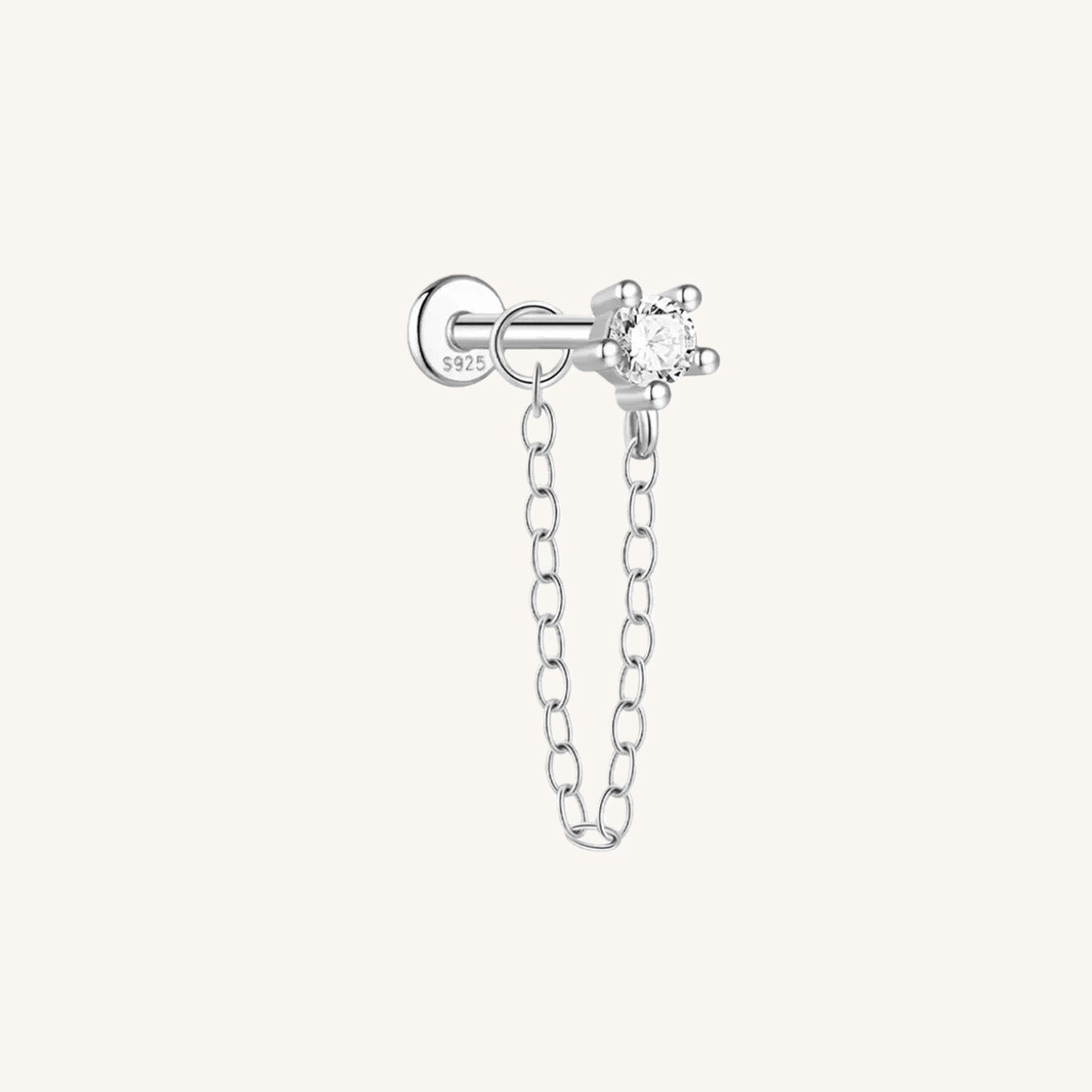 CZ Chain Flatback Earring