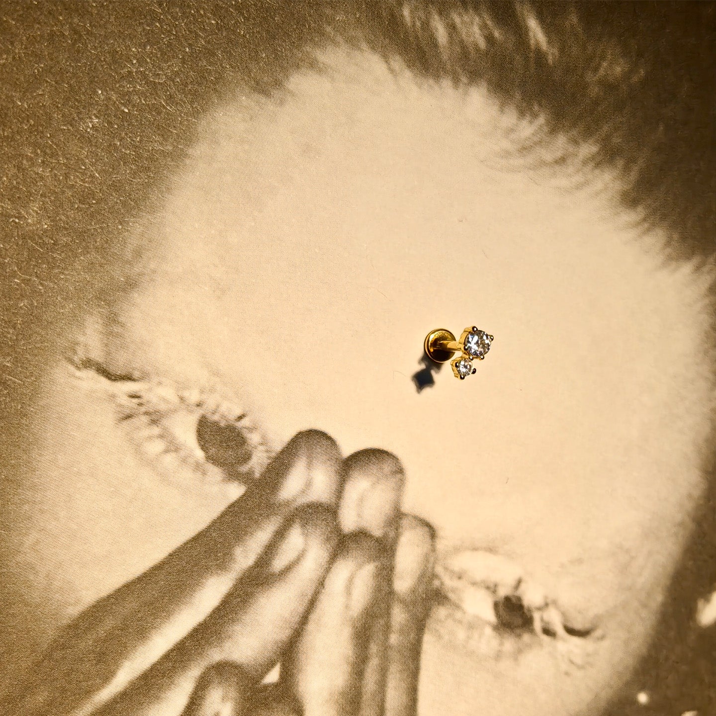 Double Stones Flatback Earring