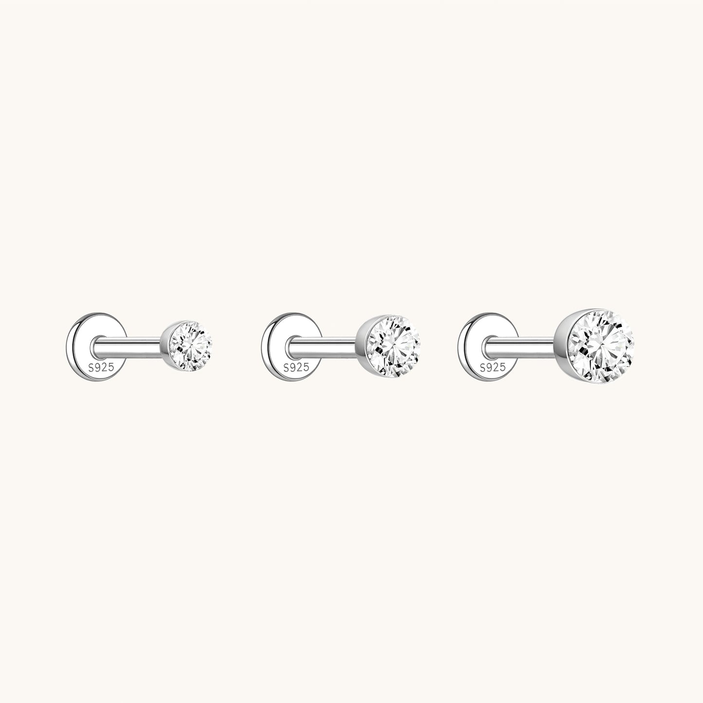 Gold-plated 925 sterling silver Floating Moissanite Flatback Earring