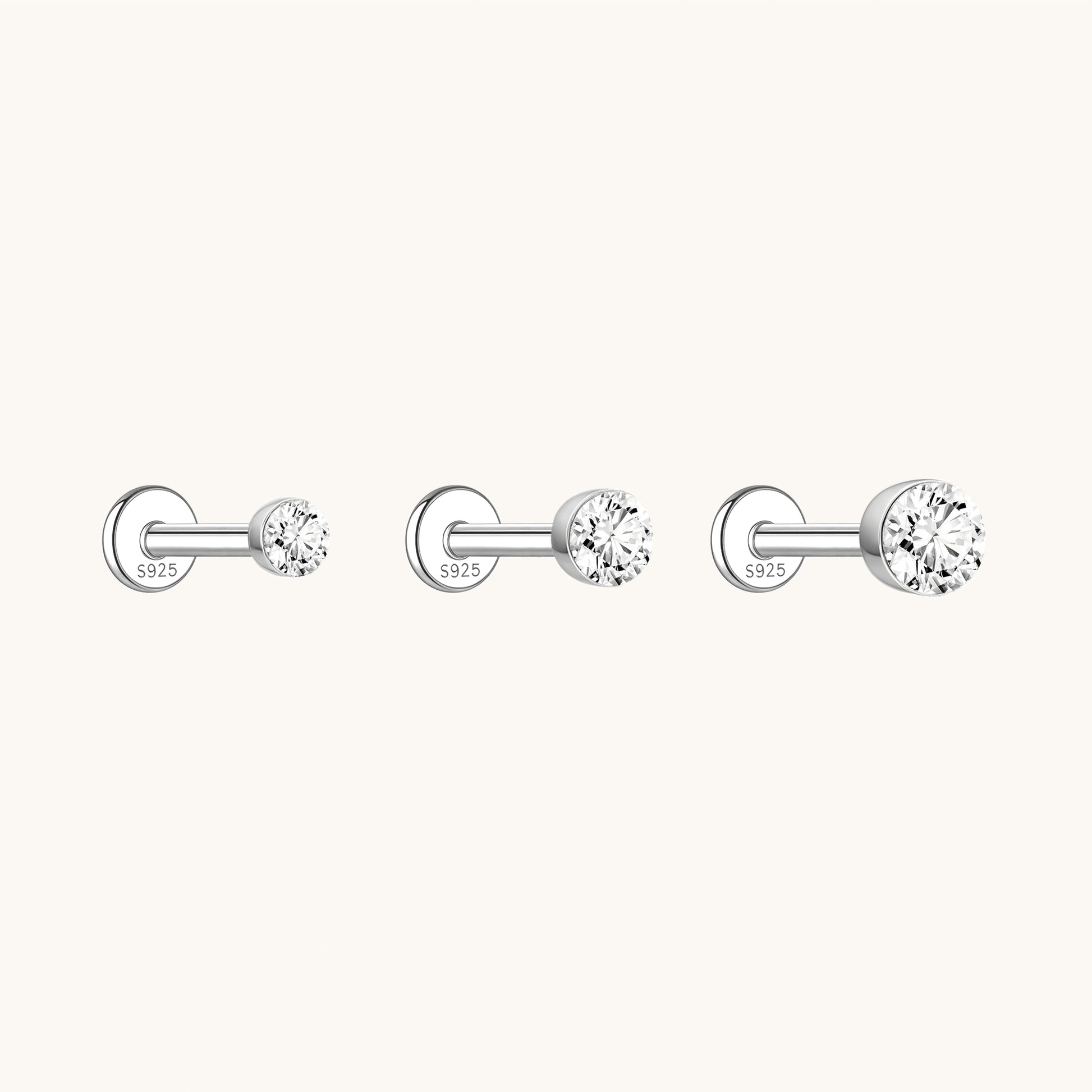 Gold-plated 925 sterling silver Floating Moissanite Flatback Earring