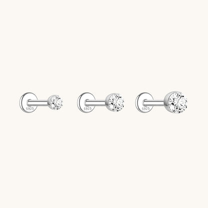 Gold-plated 925 sterling silver Floating Moissanite Flatback Earring