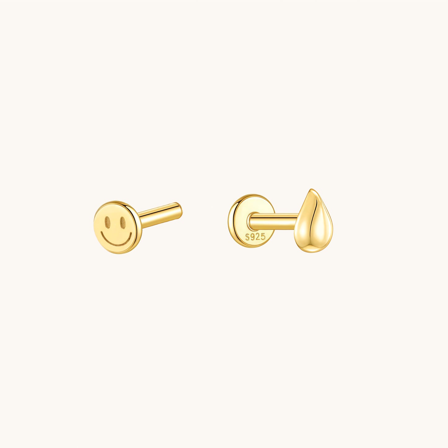 Gold-plated 925 sterling silver Teardrop Flatback Earring