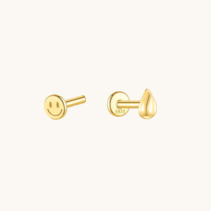 Gold-plated 925 sterling silver Teardrop Flatback Earring