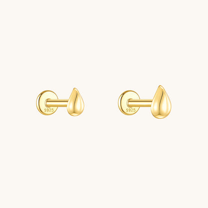 Gold-plated 925 sterling silver Teardrop Flatback Earring 3.5*5mm