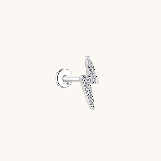 Gold-plated 925 sterling silver Pavé Moissanite Thunder Flatback Earring Silver