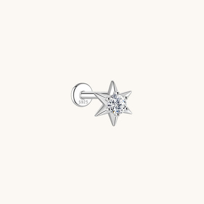 Gold-plated 925 sterling silver Polaris CZ Flatback Earring Silver