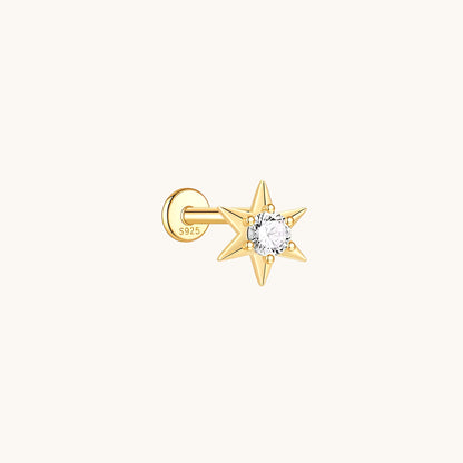 Gold-plated 925 sterling silver Polaris CZ Flatback Earring Gold