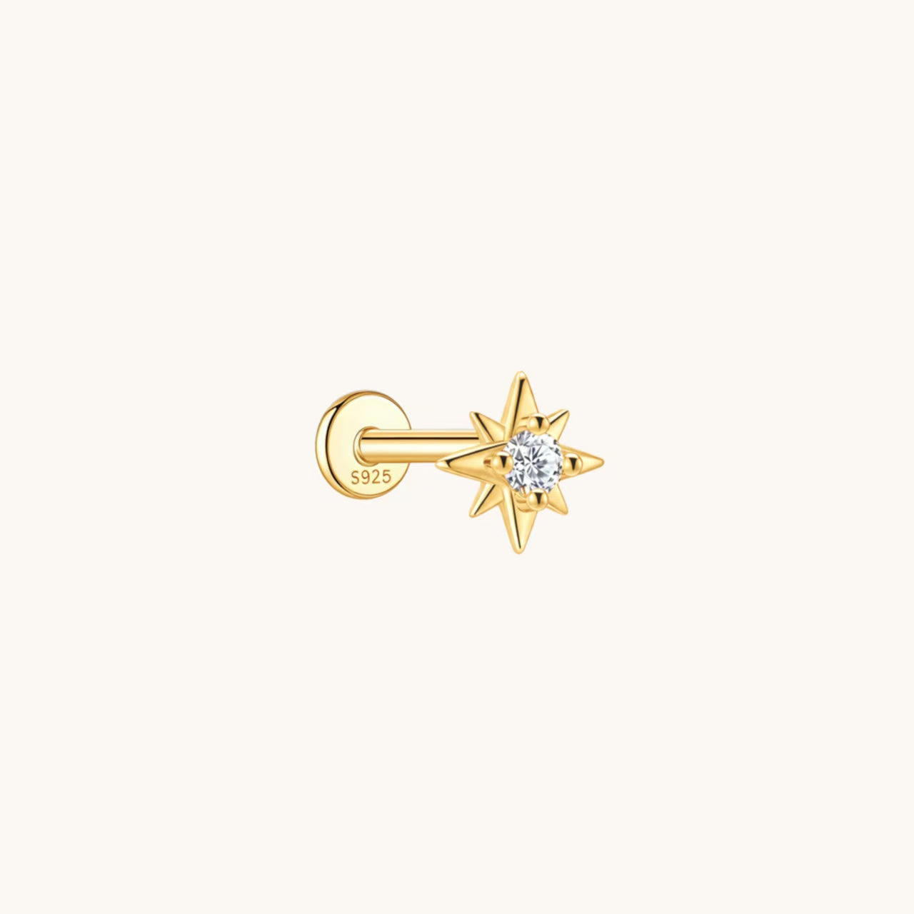Gold-plated 925 sterling silver Meridian Light Flatback Earring Gold
