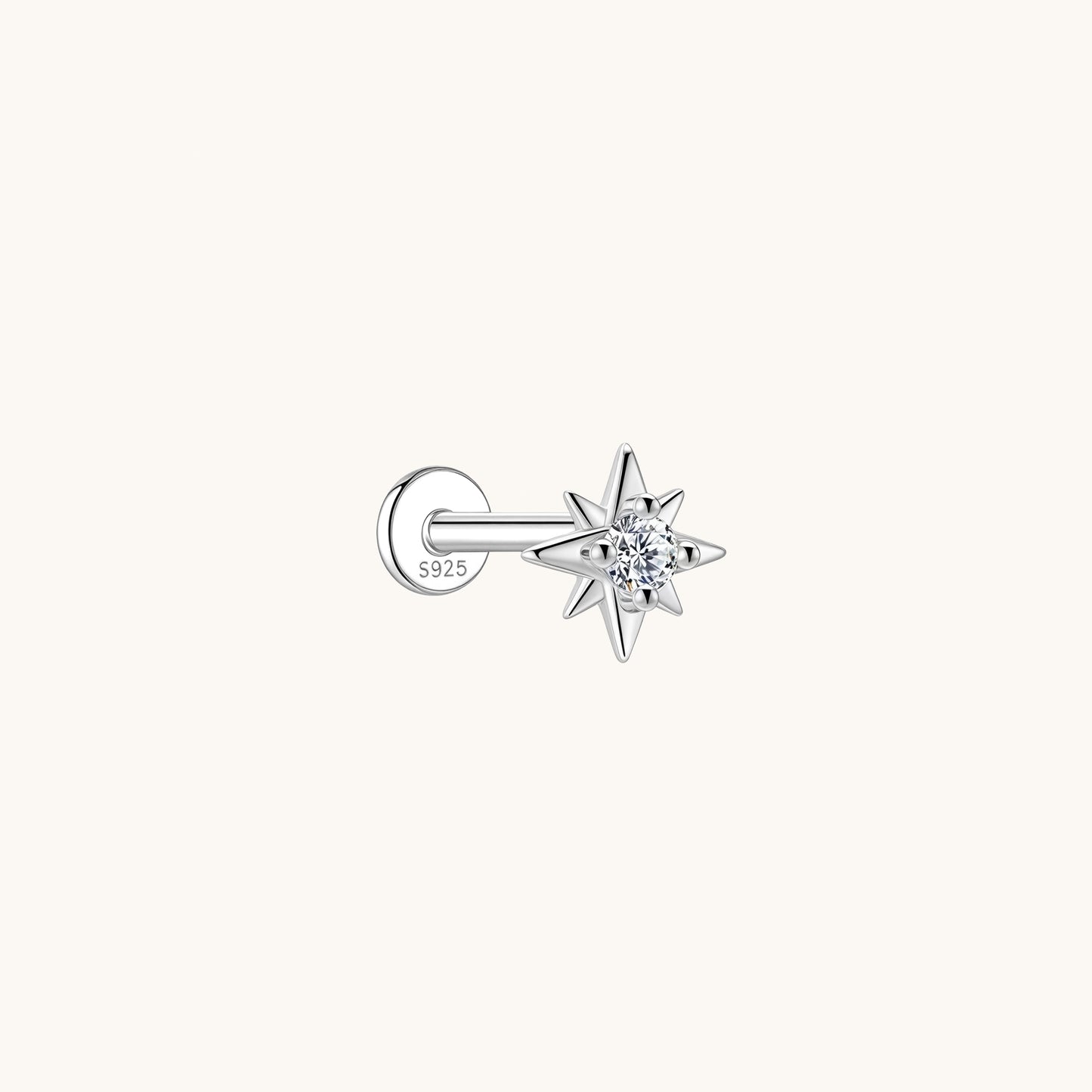 Gold-plated 925 sterling silver Meridian Light Flatback Earring Silver