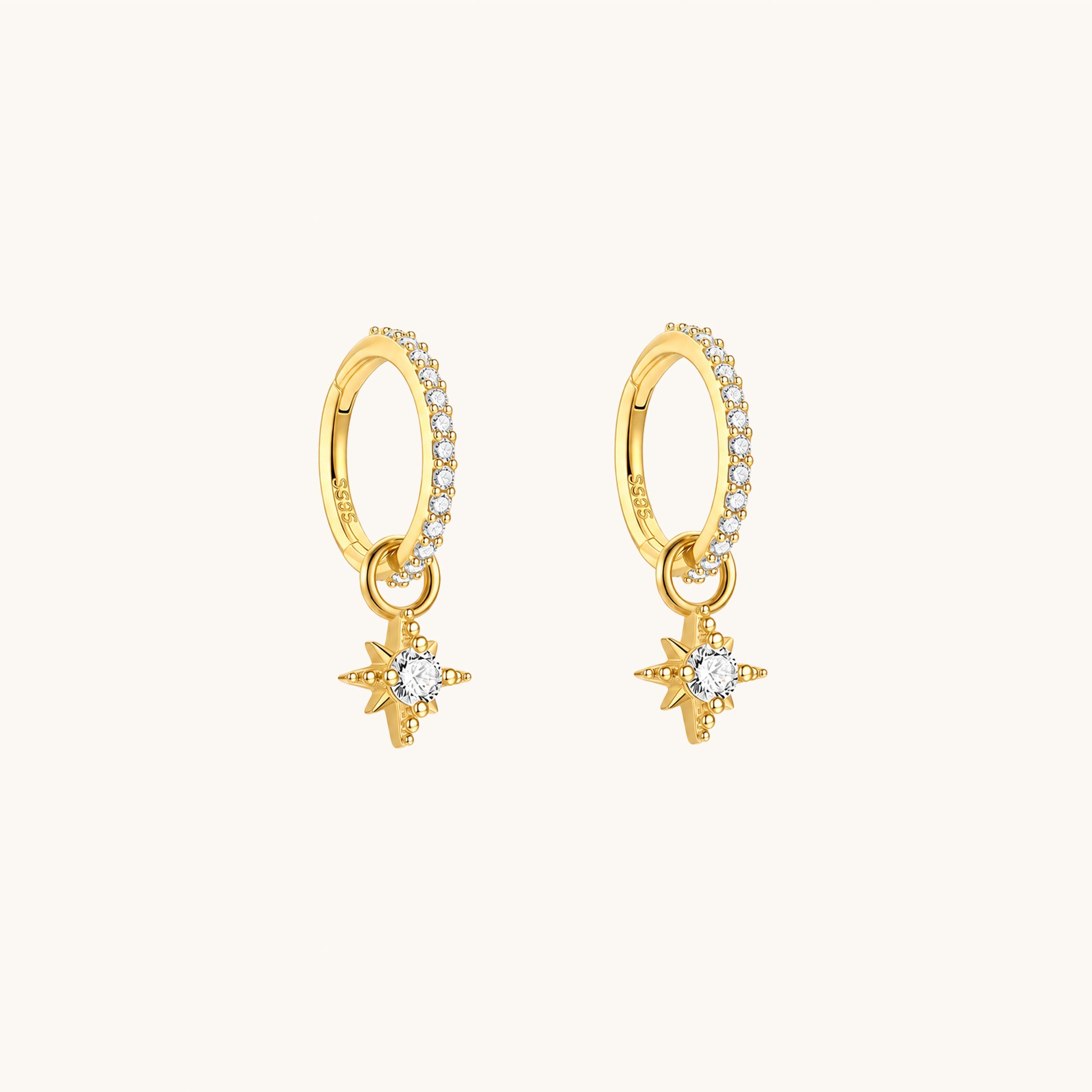 Gold-plated 925 sterling silver Golden Starfall Pavé Hoops Gold