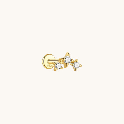 Gold-plated 925 sterling silver Three Wishes Star Flatback Earring Gold