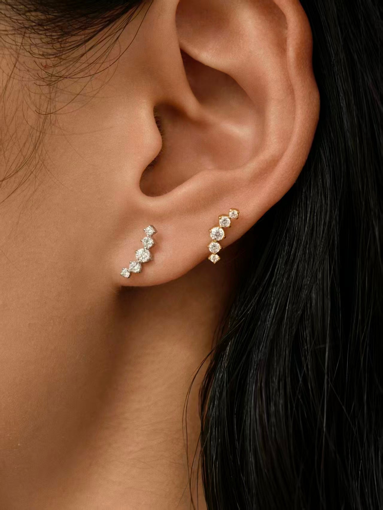 Gold-plated 925 sterling silver Solstice Arc Flatback Earring