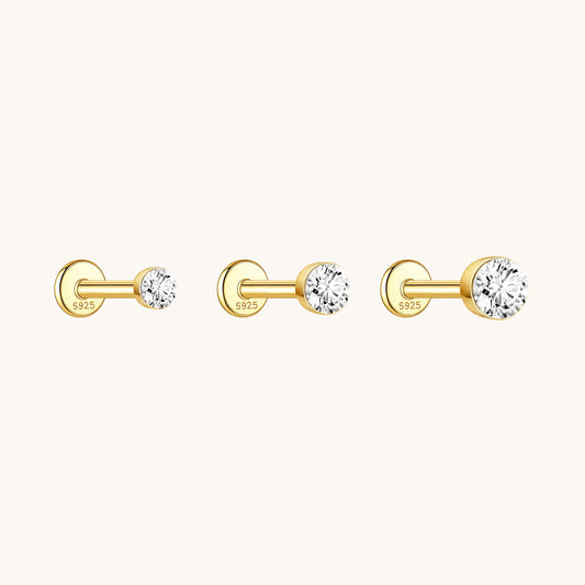 Gold-plated 925 sterling silver Floating Moissanite Flatback Earring Gold