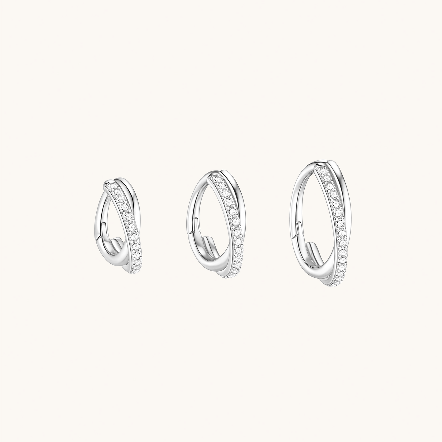 Gold-plated 925 sterling silver Twist Sparkle Clicker Hoop Silver