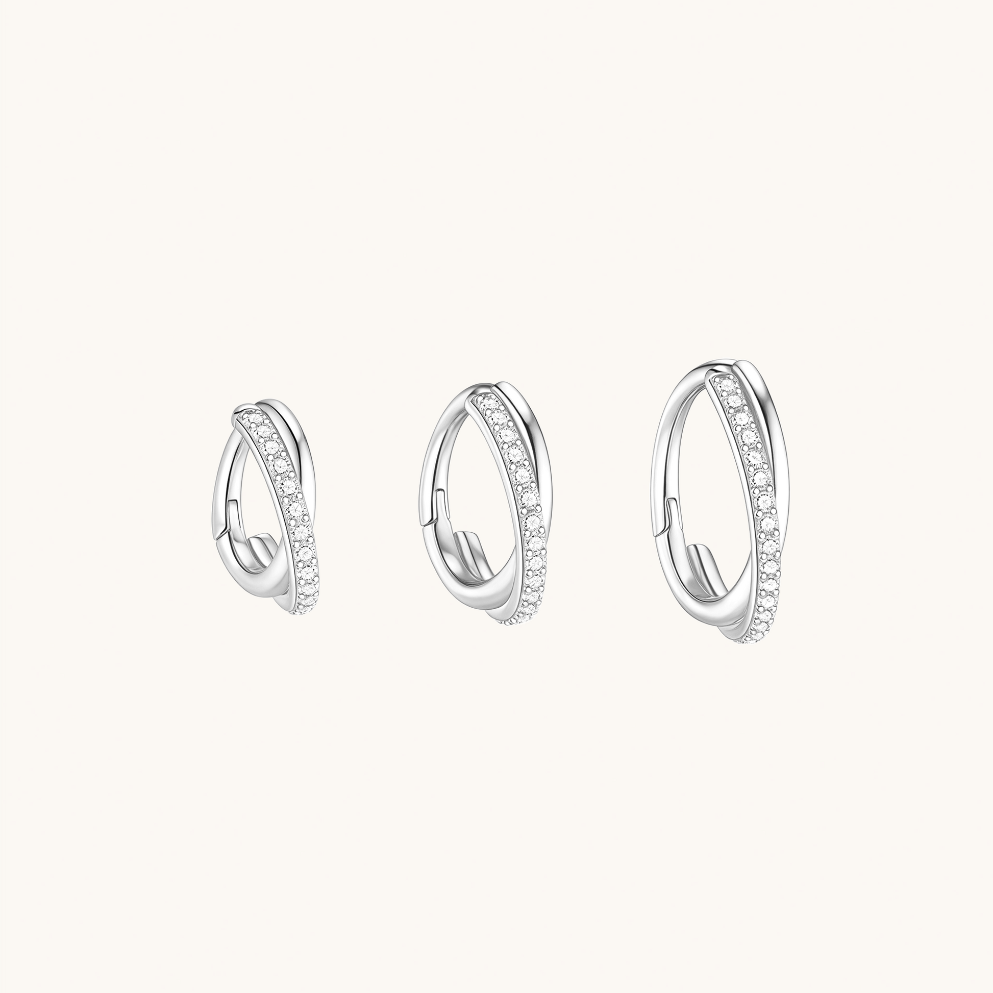 Gold-plated 925 sterling silver Twist Sparkle Clicker Hoop Silver