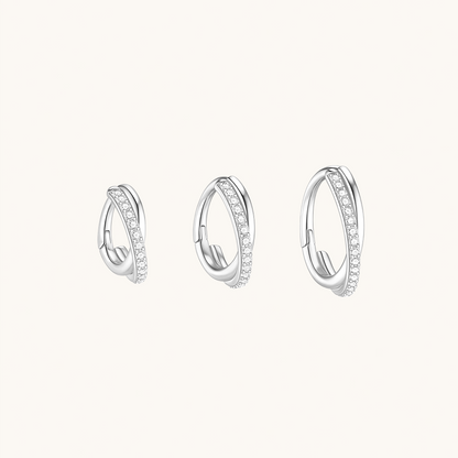 Gold-plated 925 sterling silver Twist Sparkle Clicker Hoop Silver