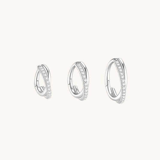 Gold-plated 925 sterling silver Twist Sparkle Clicker Hoop Silver