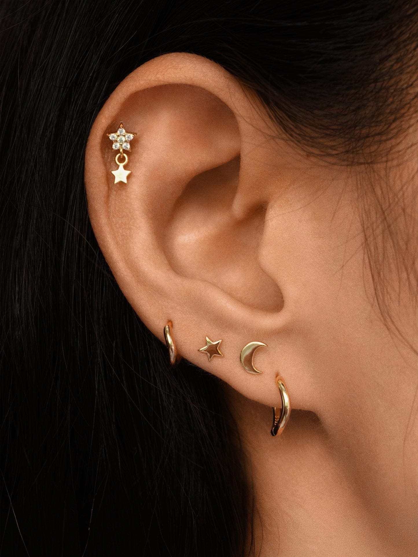 Gold-plated 925 sterling silver Ripple Clicker Hoops