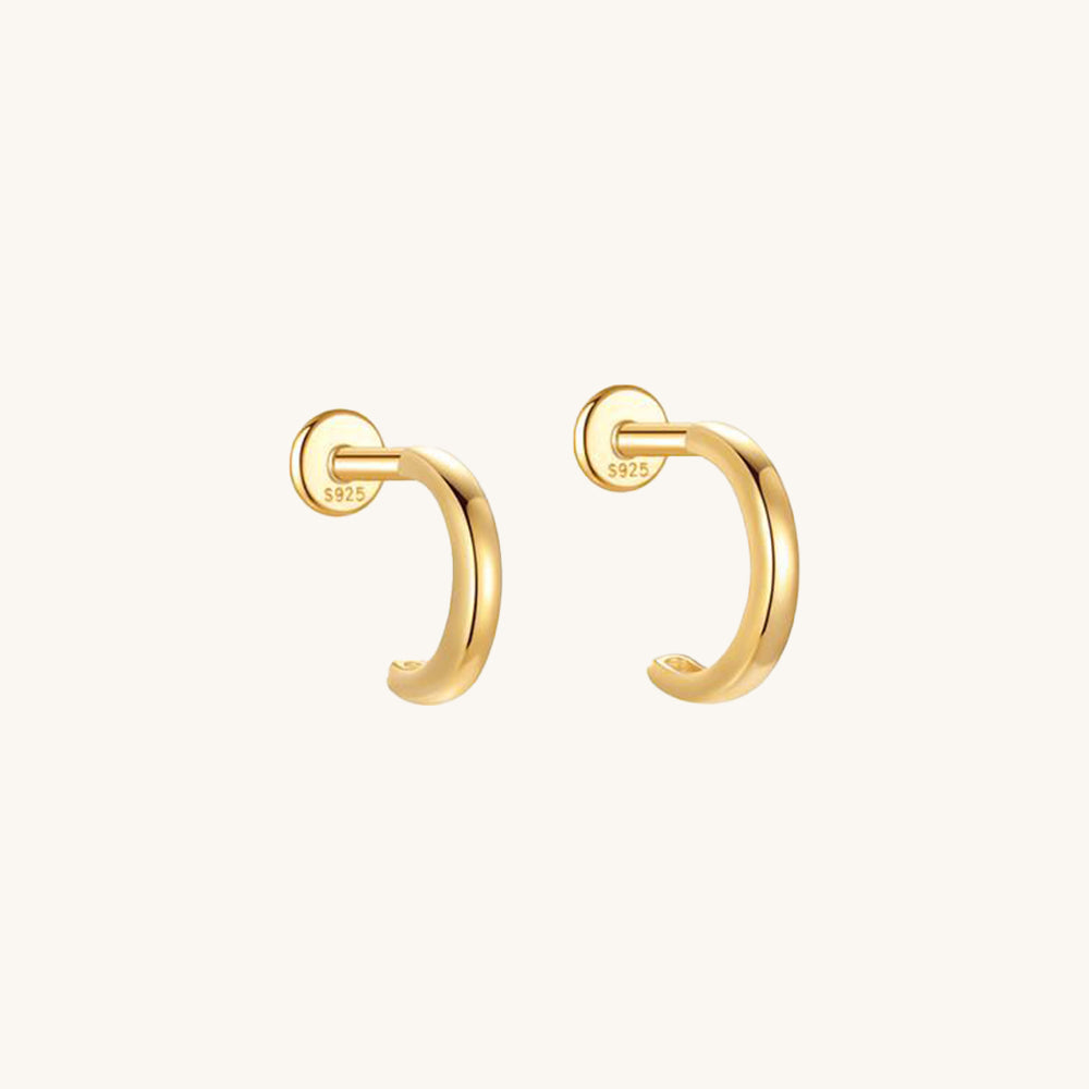 Gold-plated 925 sterling silver Huggie Flatback Earring